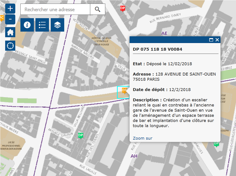 Déclaration Préalable du 12 février 2018 pour l'utilisation du quai extérieur de la station Avenue de Saint-Ouen