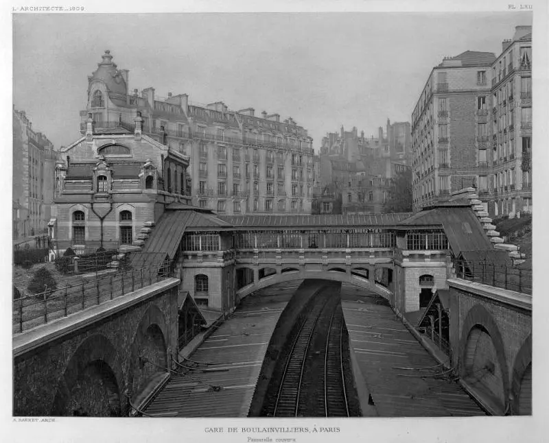Vue de la tranchée de la station Boulainvilliers, extraite de la revue L'Architecte.