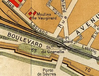 Plan du quartier de la gare de Grenelle vers 1910.