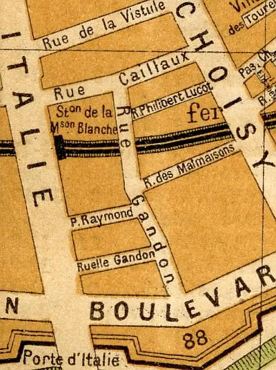 Plan du quartier de la gare de la Maison-Blanche vers 1910