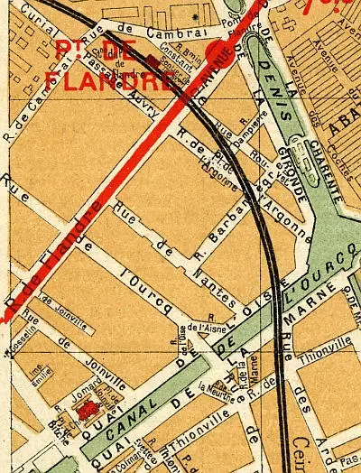 Plan du quartier de la station Pont-de-Flandre vers 1910