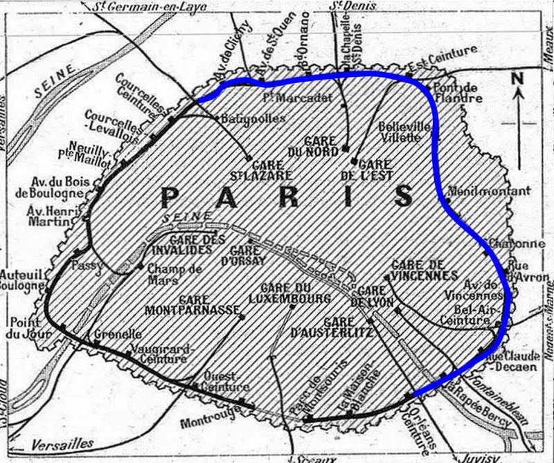 Carte de la Petite Ceinture Rive Droite