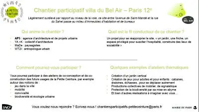 Descriptif du chantier participatif de la villa du Bel Air