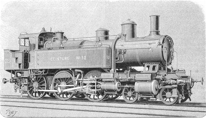 Gravure des locomotives 51-65 de la Ceinture