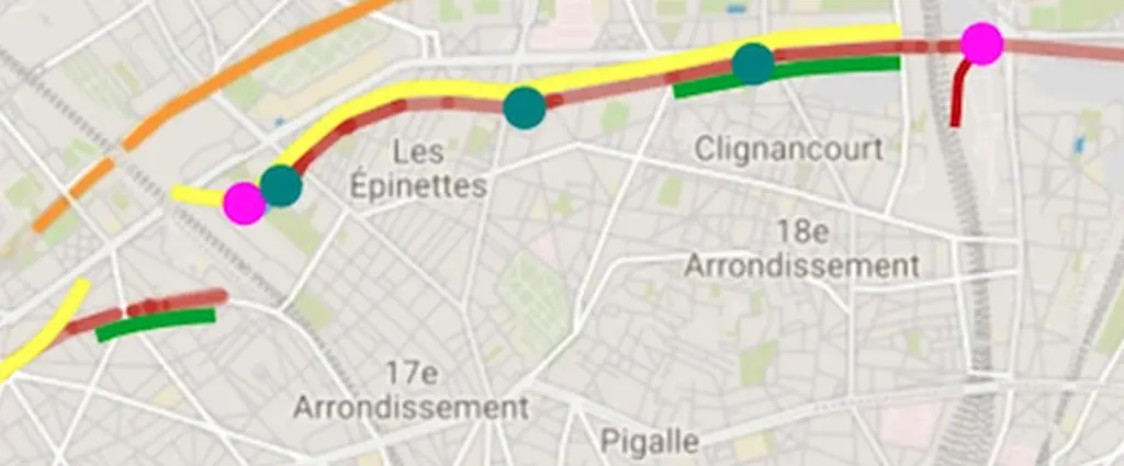 Tracé du parcours touristique au nord de Paris