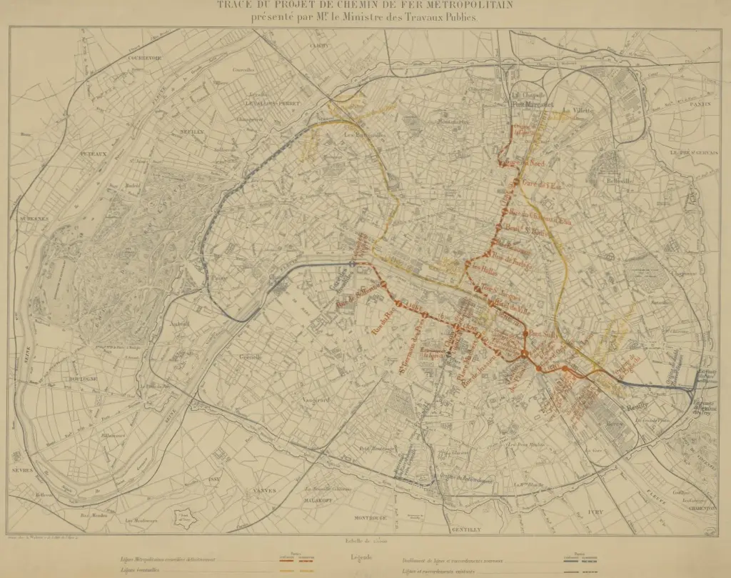 Plan du projet gouvernemental de chemin de fer métropolitain de 1894
